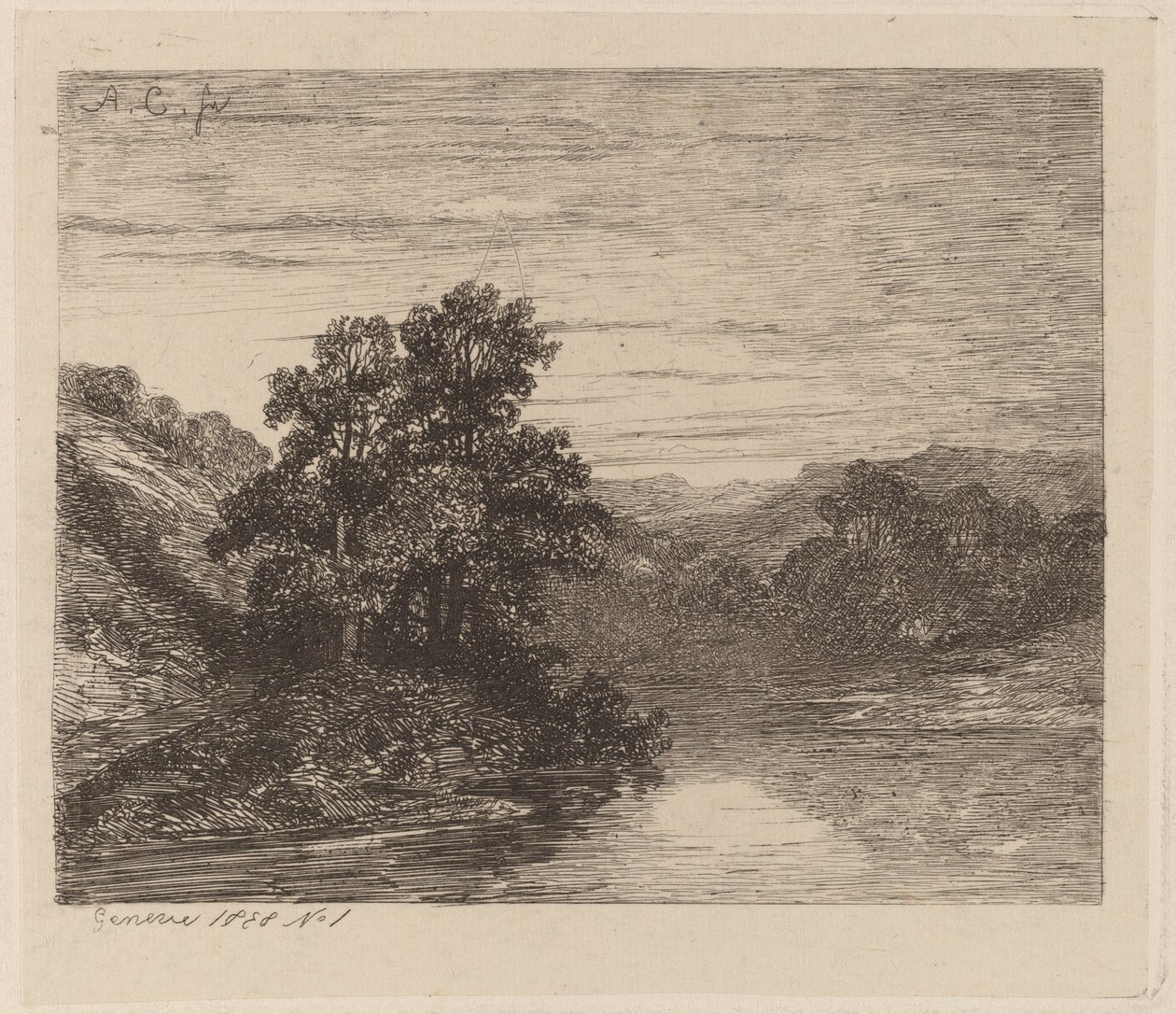 Stromy u řeky od Alexandre Calame