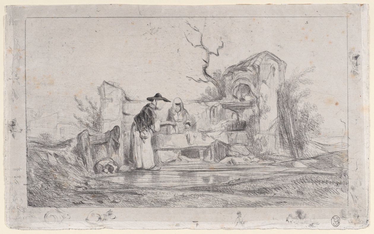 The Washerwomen, 1833-38. od Alexandre Gabriel Decamps