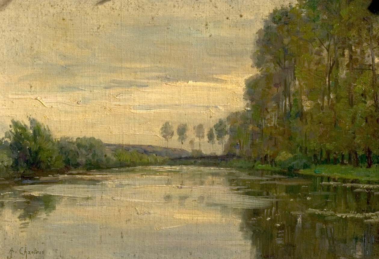 River Scene, Dolní Loira, Francie od Alexandre Jacques Chantron