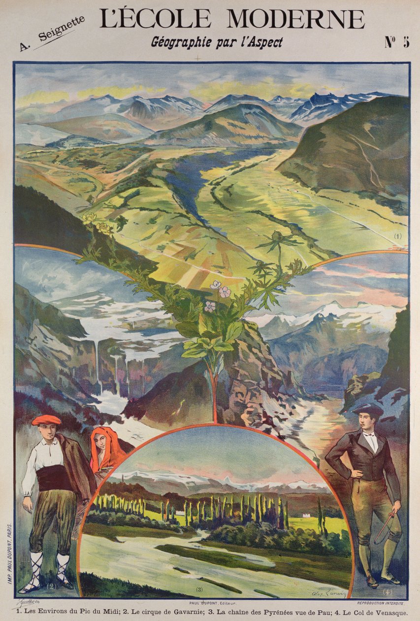 Plakát Pyreneje (barevné lito) od Alexandre Lunois