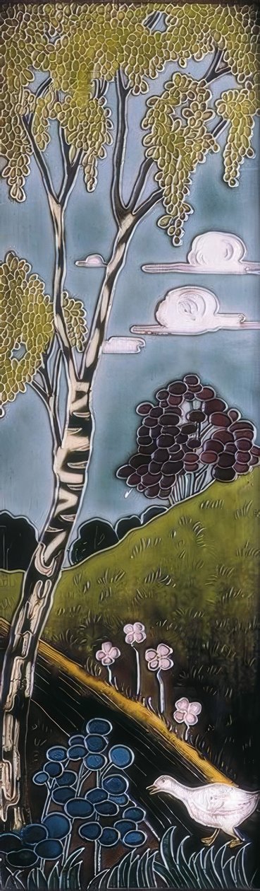 Modernistický smalt. Detail kachny a stromů. od Alexandre de Riquer