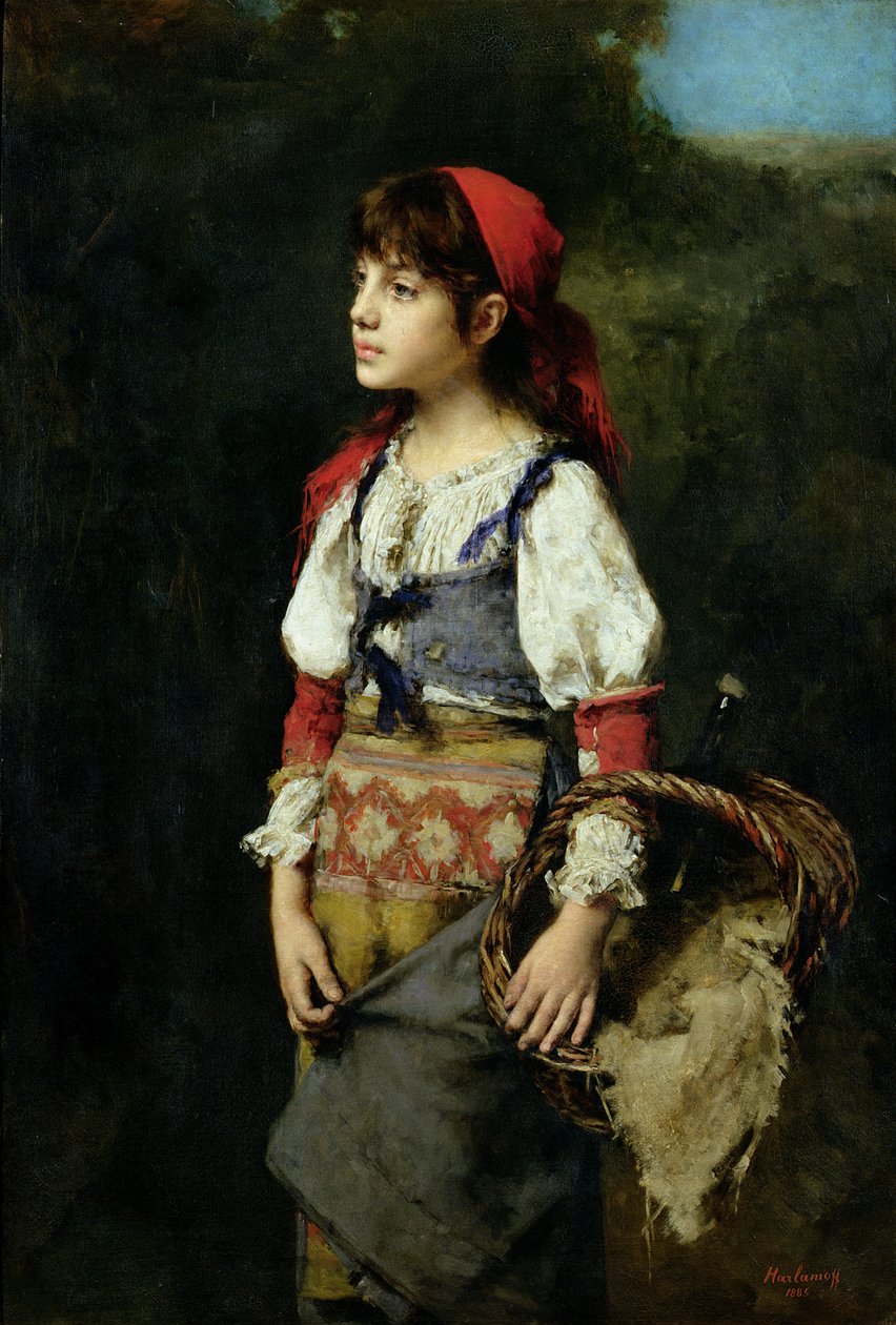 Pěkná selská dívka od Alexei Alexevich Harlamoff