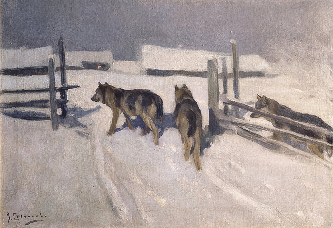 Vlci. Zimní noc. Kolem roku 1910 od Alexei Steipanovitch Stepanov