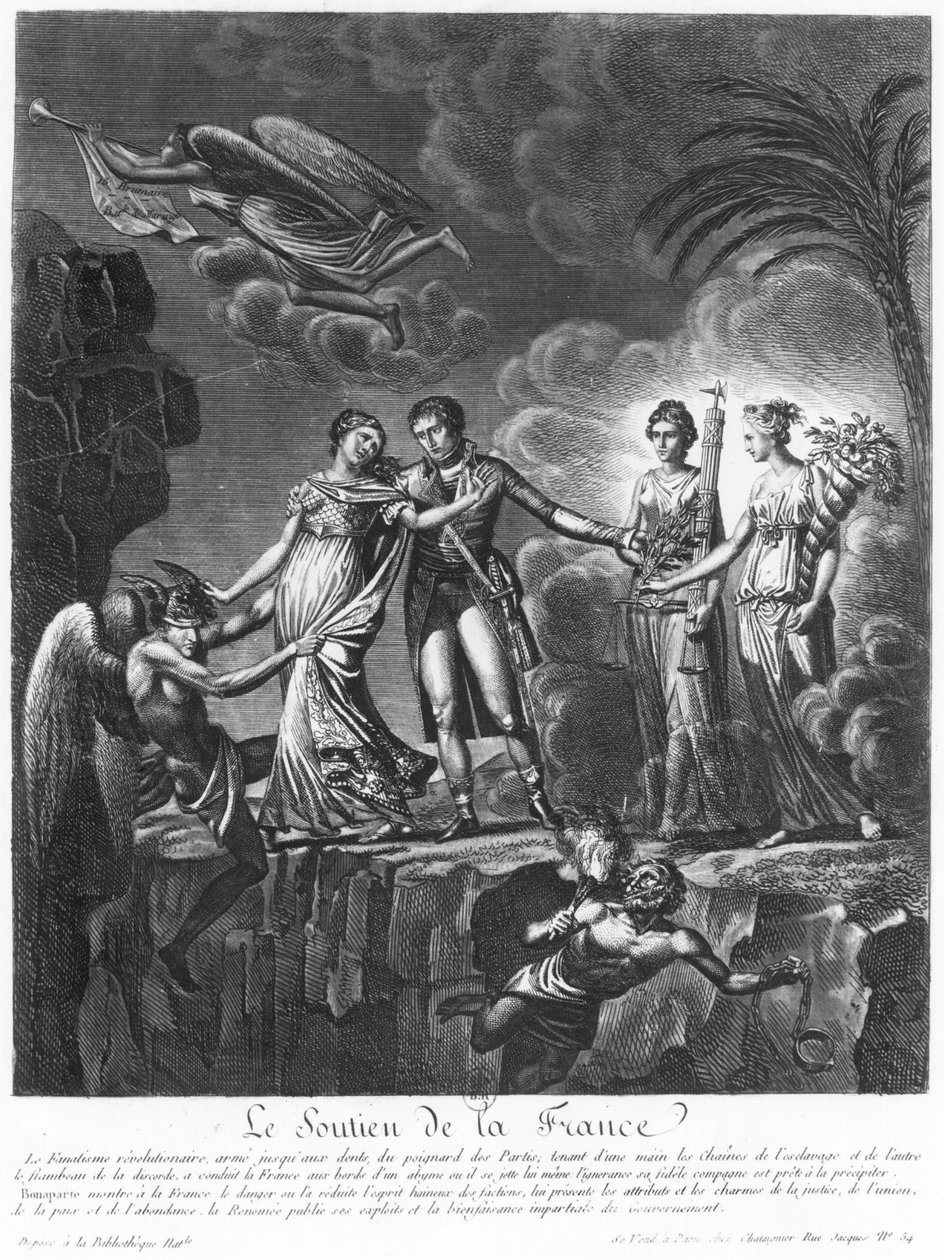 Alegorie dobré vlády Napoleona Bonaparta (1769-1821) z „Le Soutien de la France“, kolem roku 1801 od Alexis Chataigner