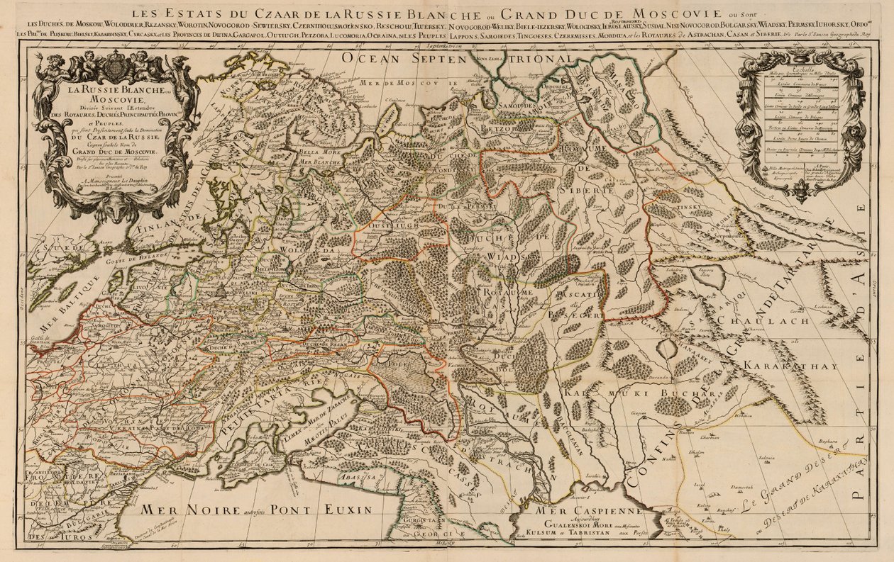 Čeština: Mapa Bílého Ruska nebo Muscovy od Alexis Hubert Jaillot