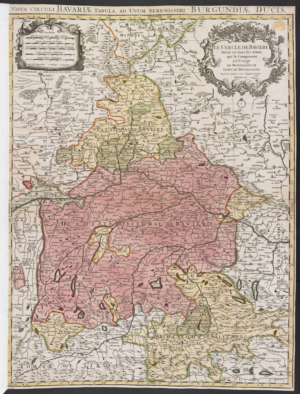 Mapa Bavorska od Alexis Hubert Jaillot