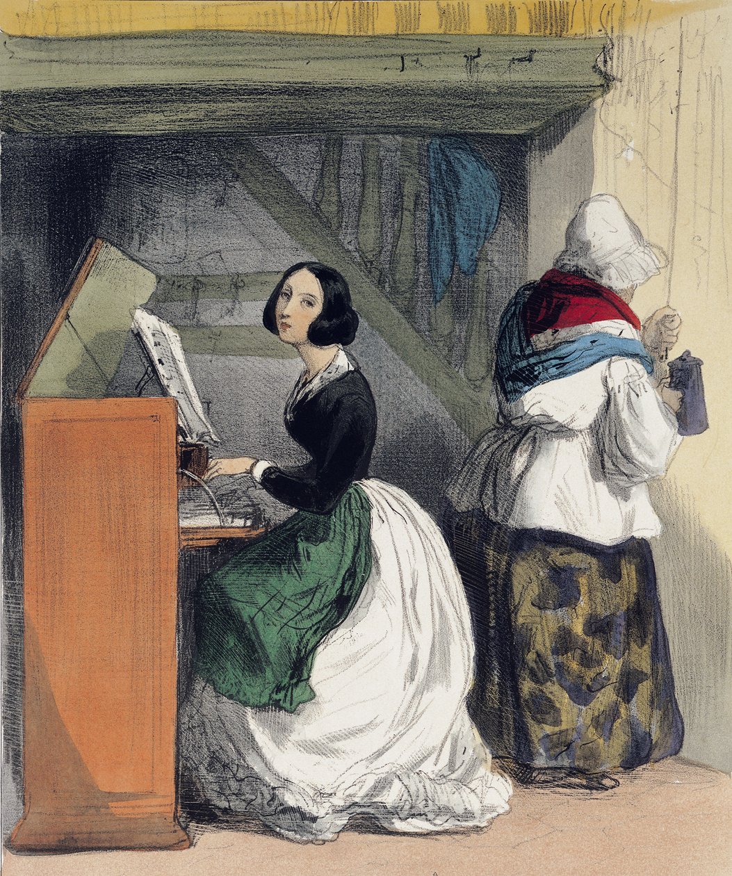Žák hudební školy, z ‚Les Femmes de Paris‘, 1841-42 od Alfred Andre Geniole