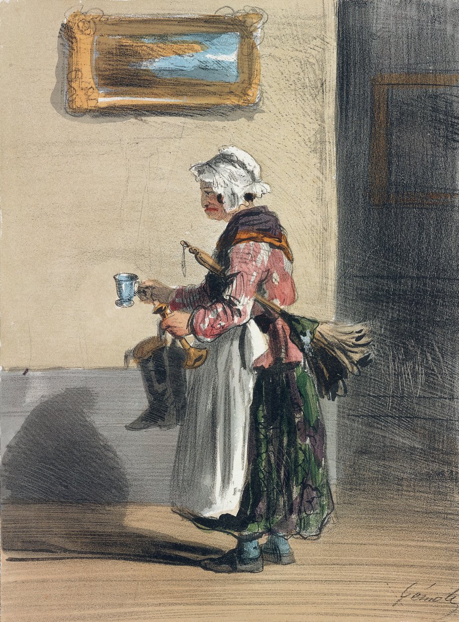 Uklízečka, z knihy "Les Femmes de Paris", 1841-42 od Alfred Andre Geniole