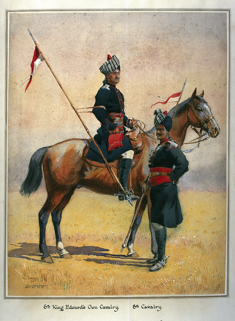 Vojáci 6. Edwardovy vlastní kavalérie a 8. kavalérie, ilustrace k 