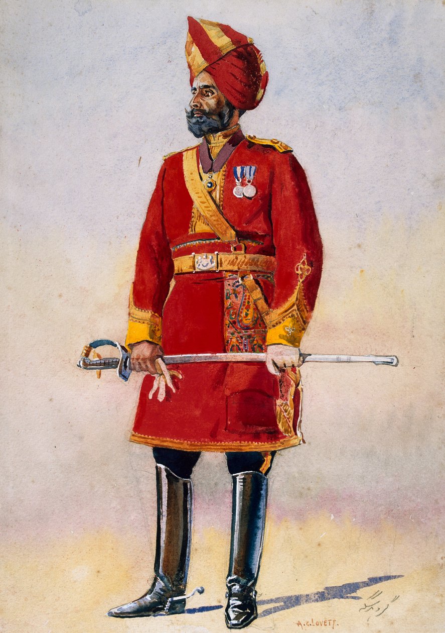 Velitel pěchoty v Bharatpuru, ilustrace pro "Armády Indie" od majora G. F. MacMunna, vydáno v roce 1911, 1908 od Alfred Crowdy Lovett