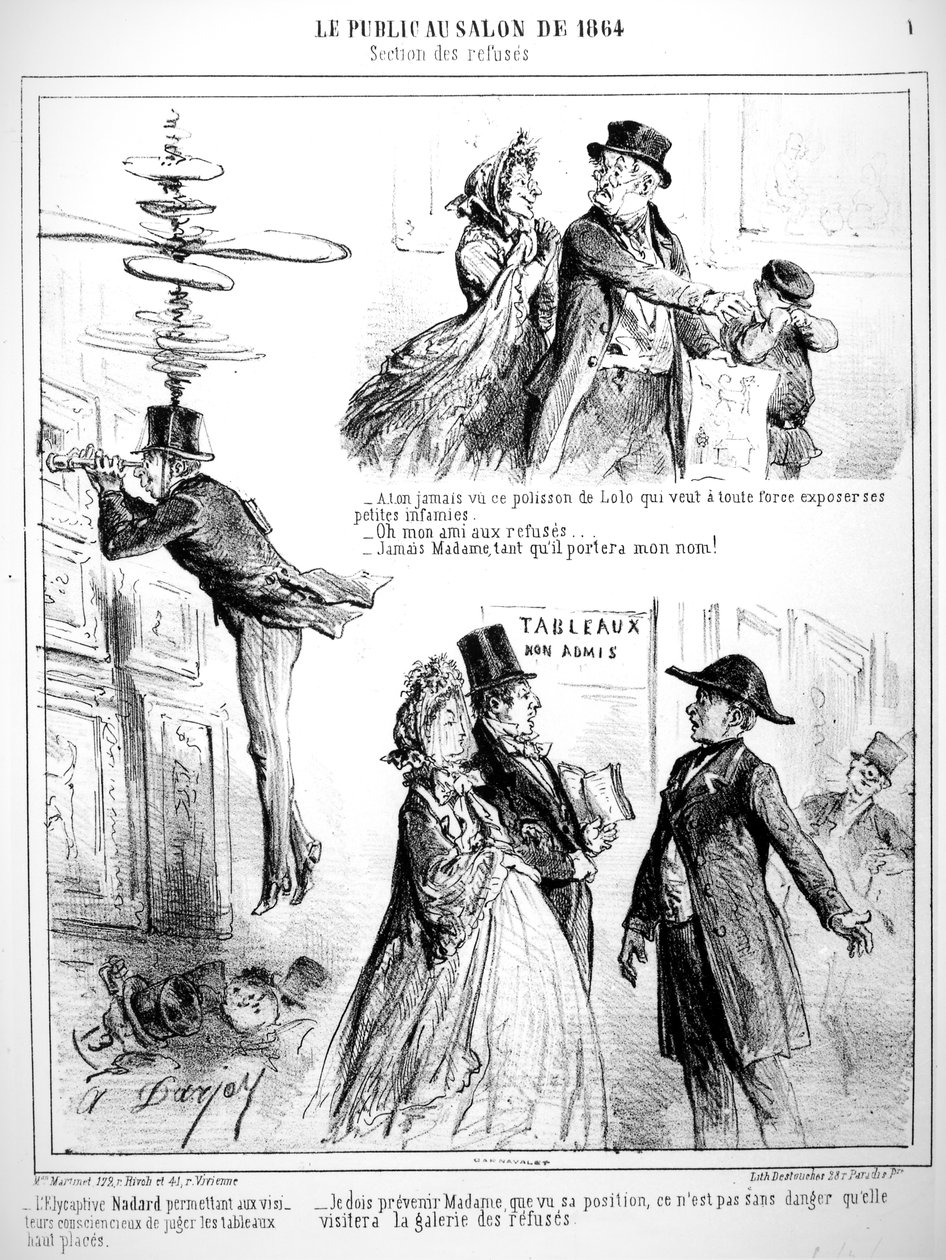 Karikatury Salon des Refuses z roku 1864 od Alfred Darjoy