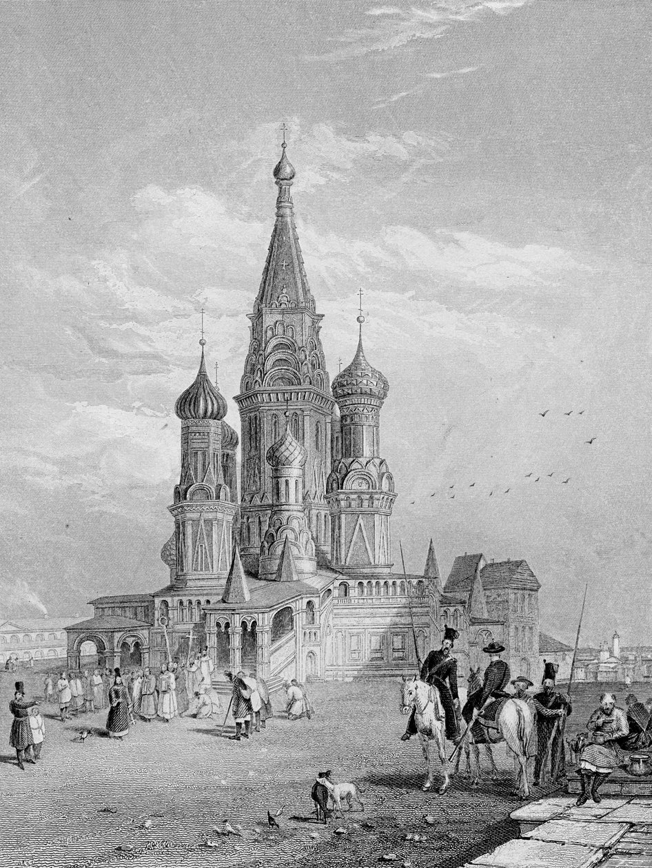 Chrám Vasila Blaženého, Moskva, vyryl Turnbull, 1835 od Alfred Gomersal Vickers