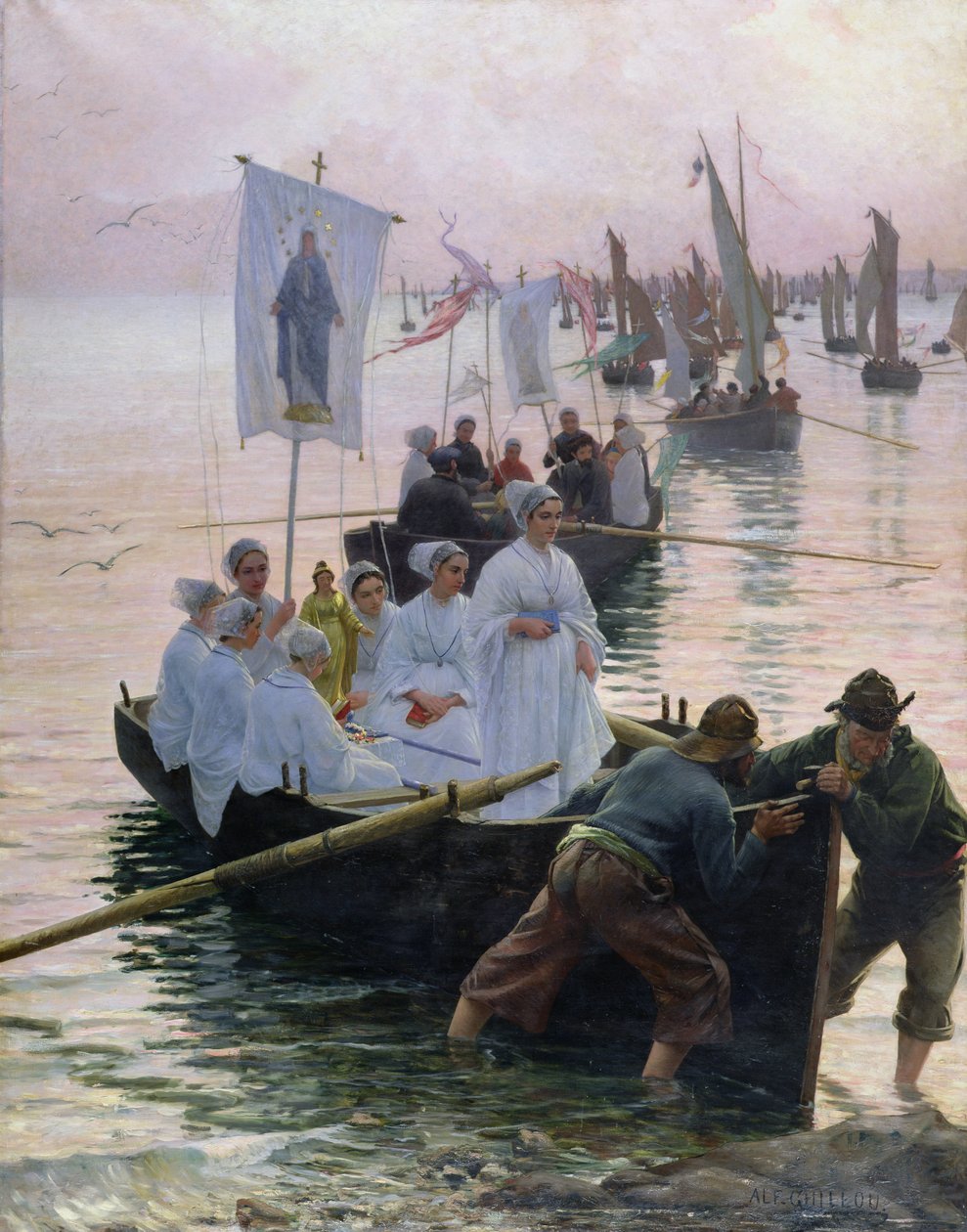 Příjezd procesí svaté Anny z Fouesnant do Concarneau, 1887 od Alfred Guillou