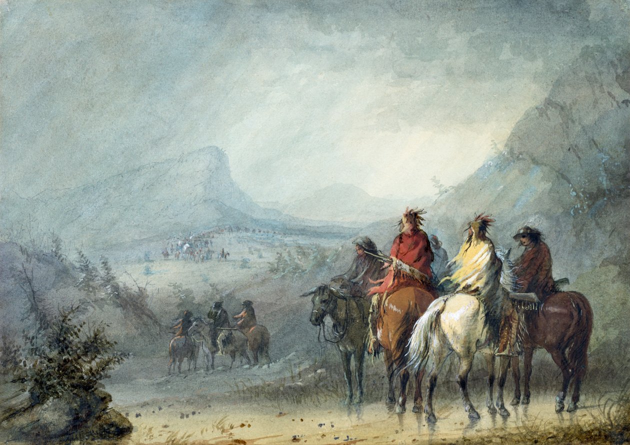 Bouře na karavanu od Alfred Jacob Miller