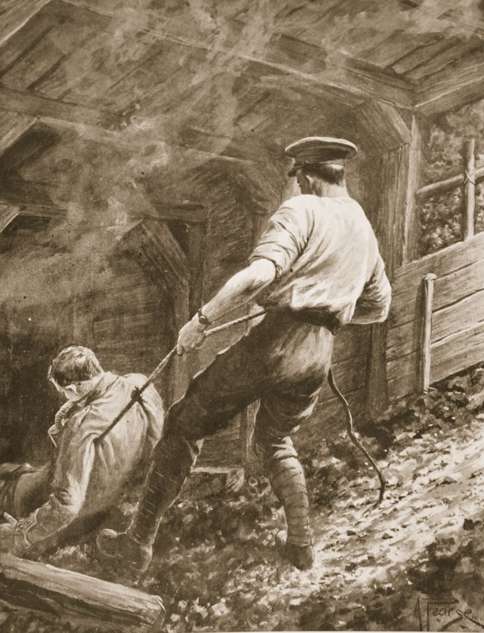Lance-desátník Clapson vytahující důstojníka, který byl zplynován, z dolu od Alfred Pearse