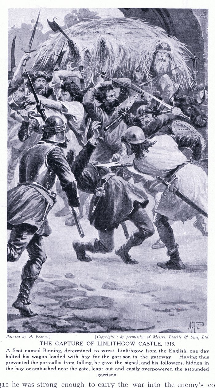 Dobytí hradu Linlithgow AD1313, 20. léta 20. století od Alfred Pearse