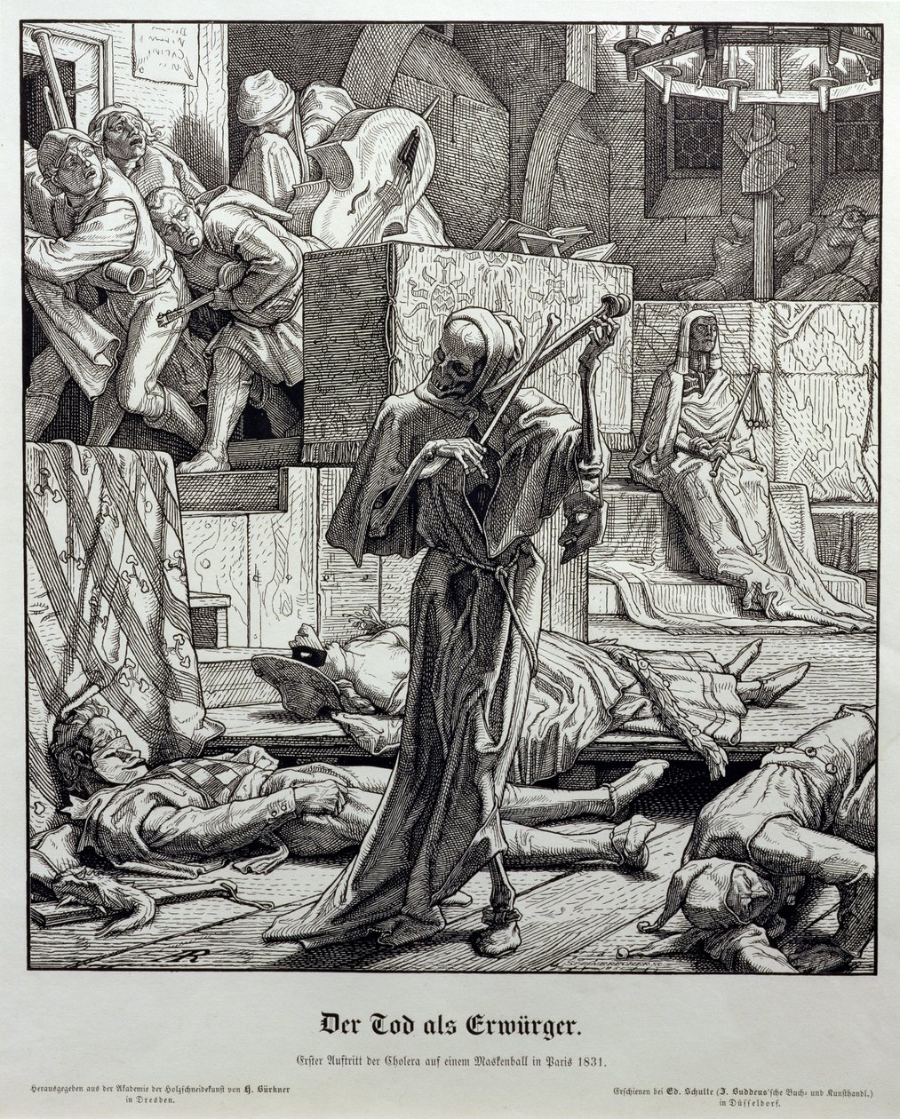 Death assassin, 1851 (dřevoryt) od Alfred Rethel