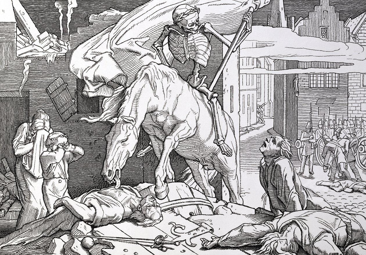 Smrt jako Victor, z „Další tanec smrti“, který vydal Georg Wigand v Lipsku, 1849 od Alfred Rethel