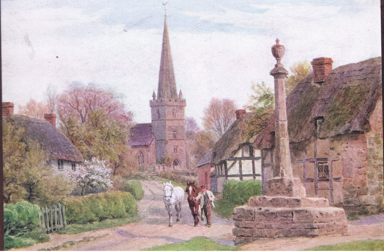 Childs Wickham, Nr Evesham, Worcester, z The Cottages and the Village Life of Rural England vydané nakladatelstvím Dent & Sons Limited, 1912 od Alfred Robert Quinton
