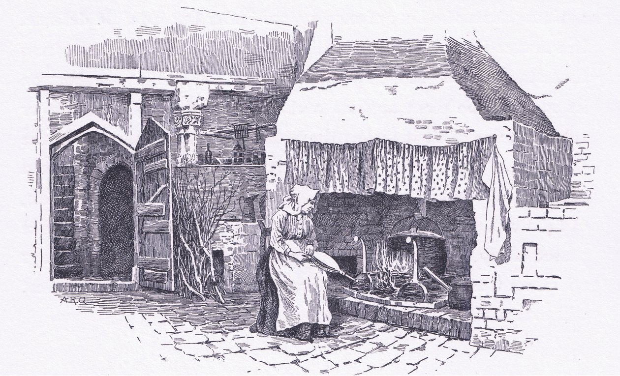 Kuchyně, Old Sow, Kent, z knihy The Cottages and the Village Life of Rural England vydané nakladatelstvím Dent & Sons Limited v roce 1912. od Alfred Robert Quinton