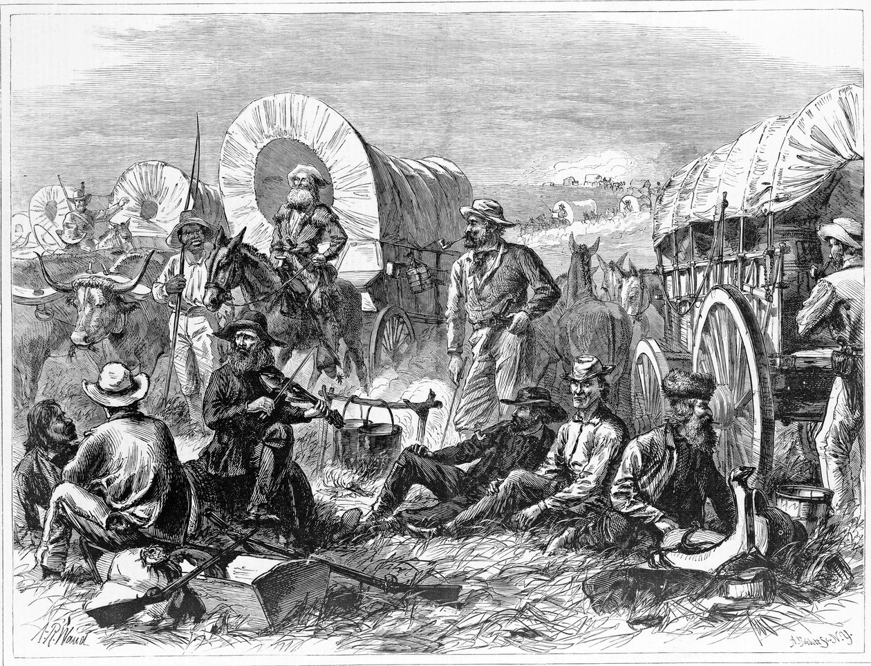 Poutníci z plání, hospoda. 1871 od Alfred Rudolph Waud