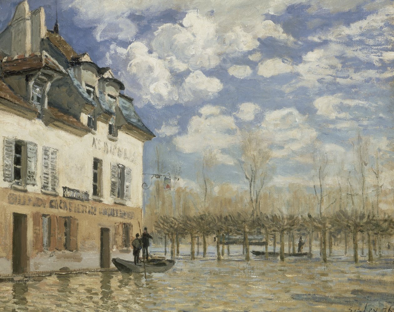 Loď v potopě v Port Marly od Alfred Sisley