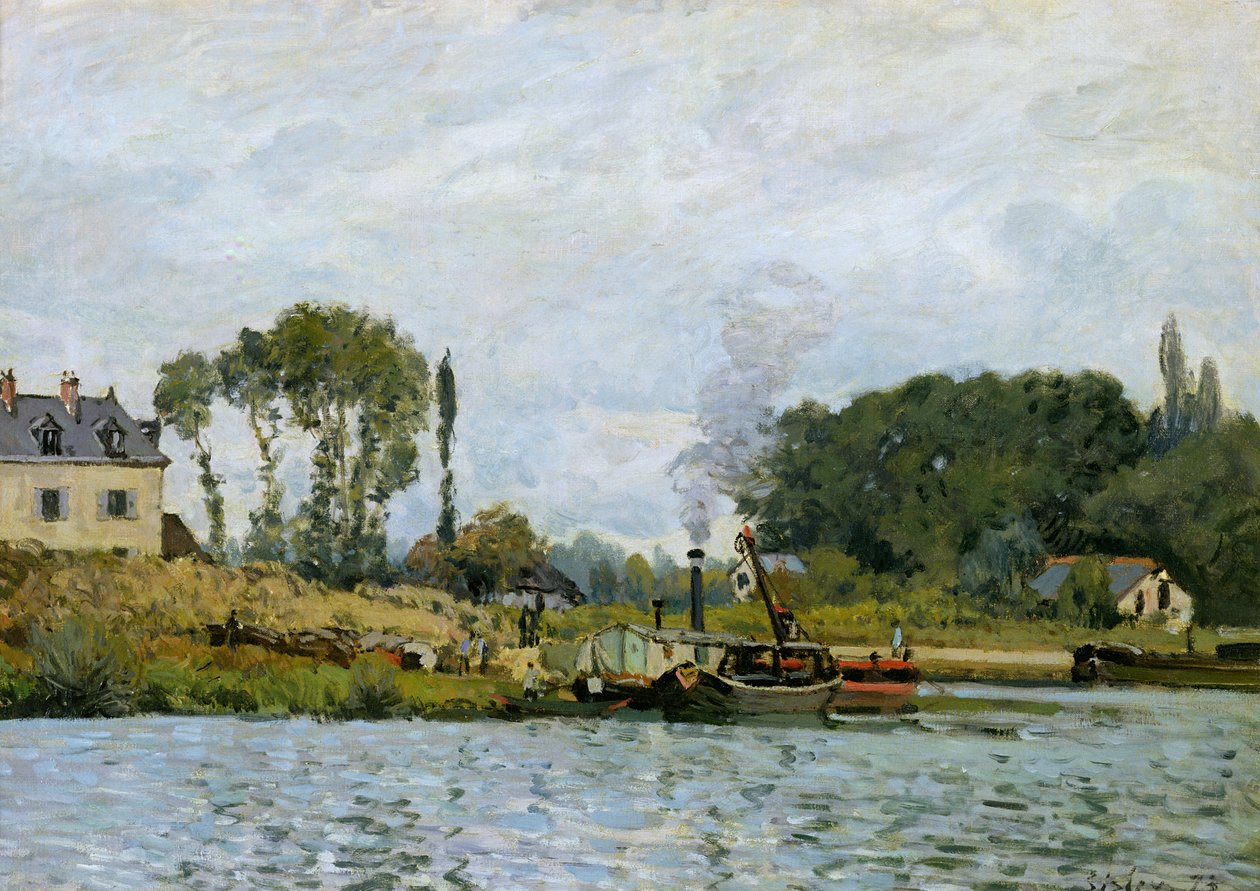 Lodě u zdymadla v Bougivalu, 1873 od Alfred Sisley