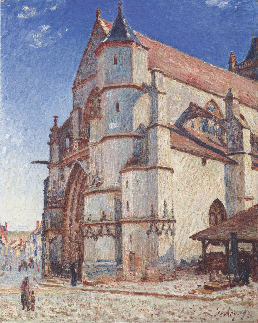 Kostel Moret za úsvitu od Alfred Sisley