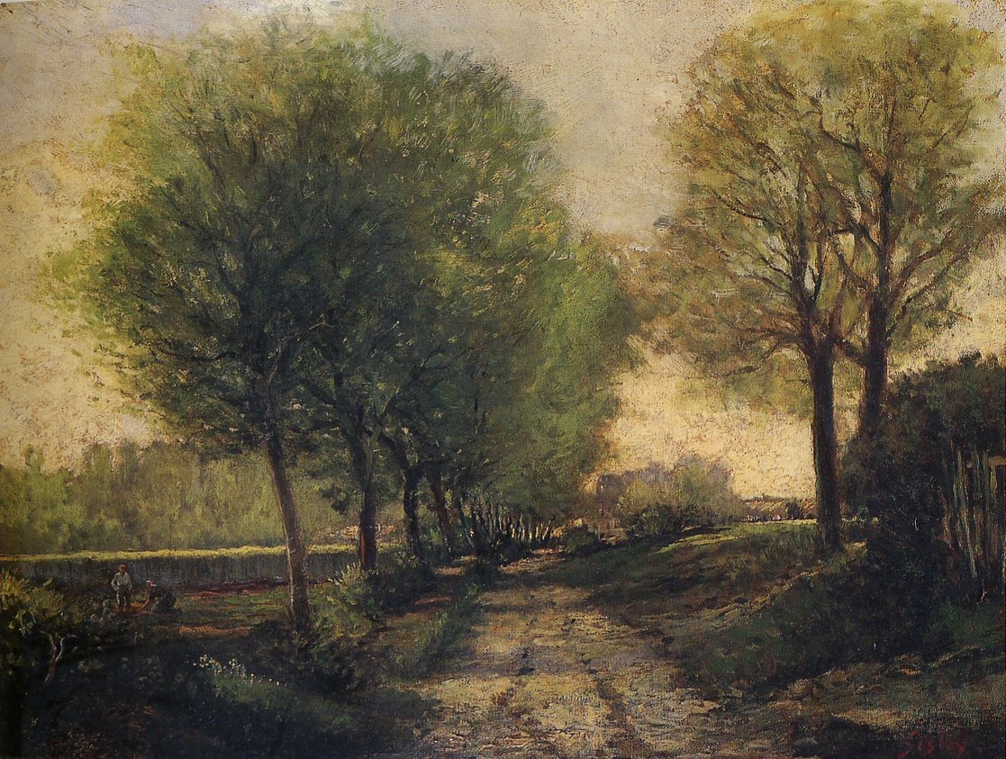 Ulička poblíž malého města od Alfred Sisley