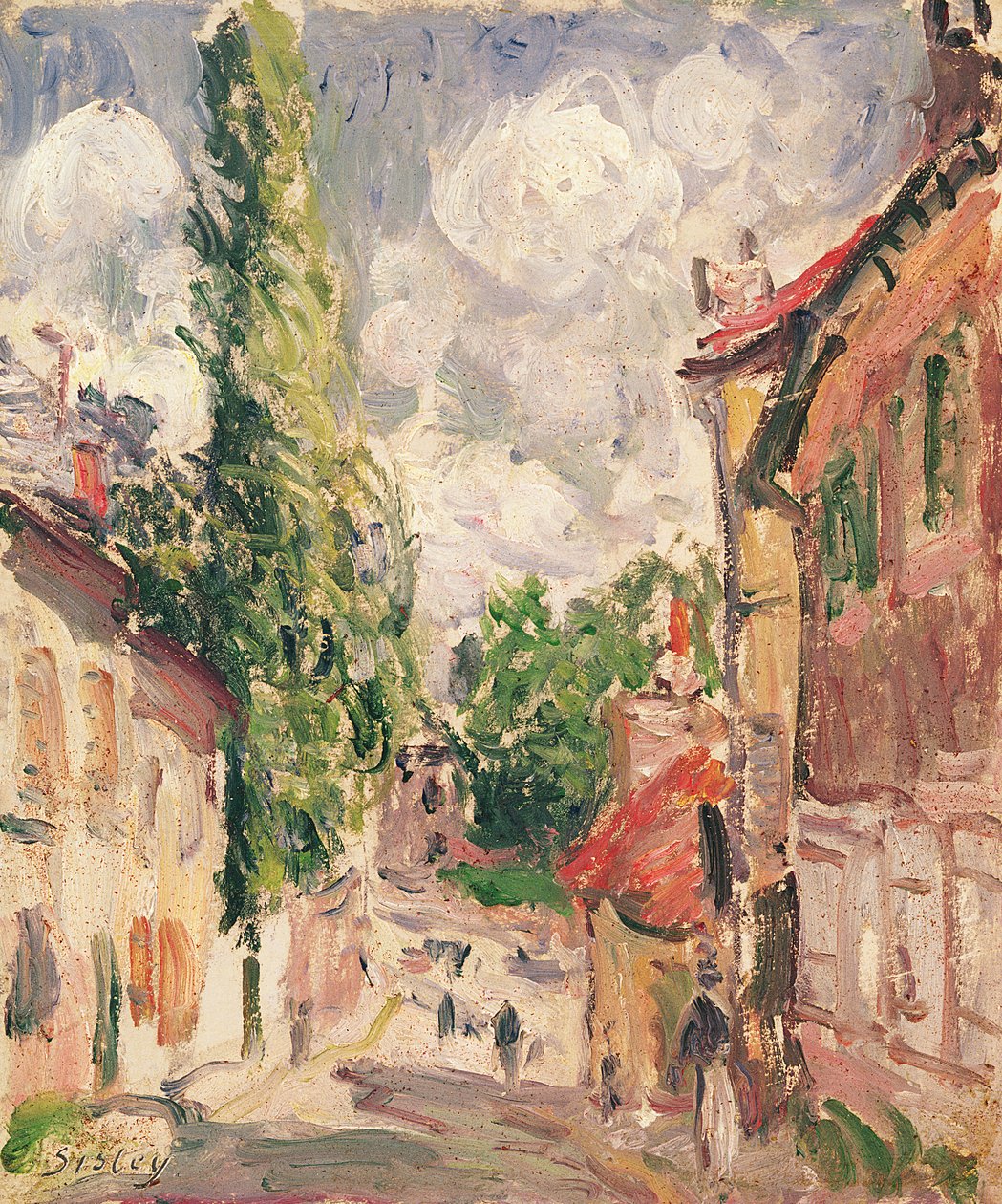 Cesta ve vesnici od Alfred Sisley