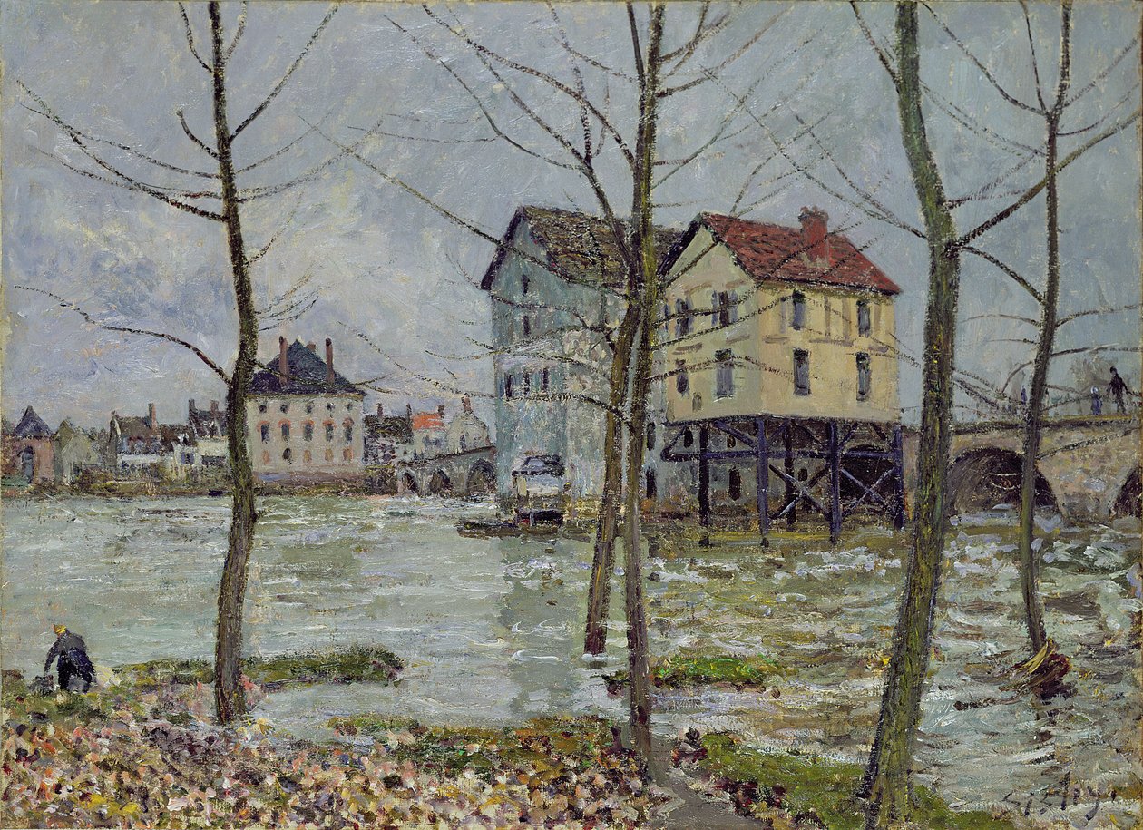 Mlýny v Moret-sur-Loing, zima, 1890 od Alfred Sisley