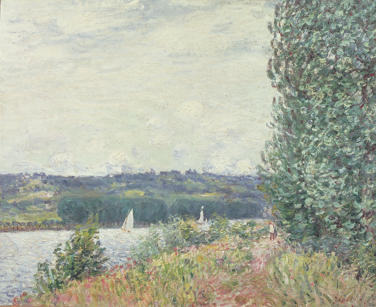 Seina v Bouille, závan větru, 1894 od Alfred Sisley