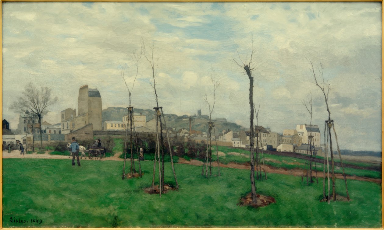 Pohled na Montmartre z města květin v Batignolles od Alfred Sisley