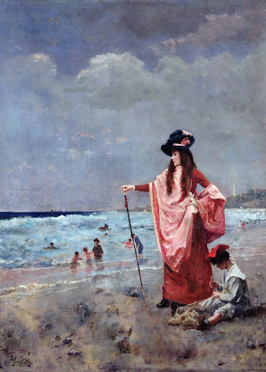 Na pláži od Alfred Emile Stevens
