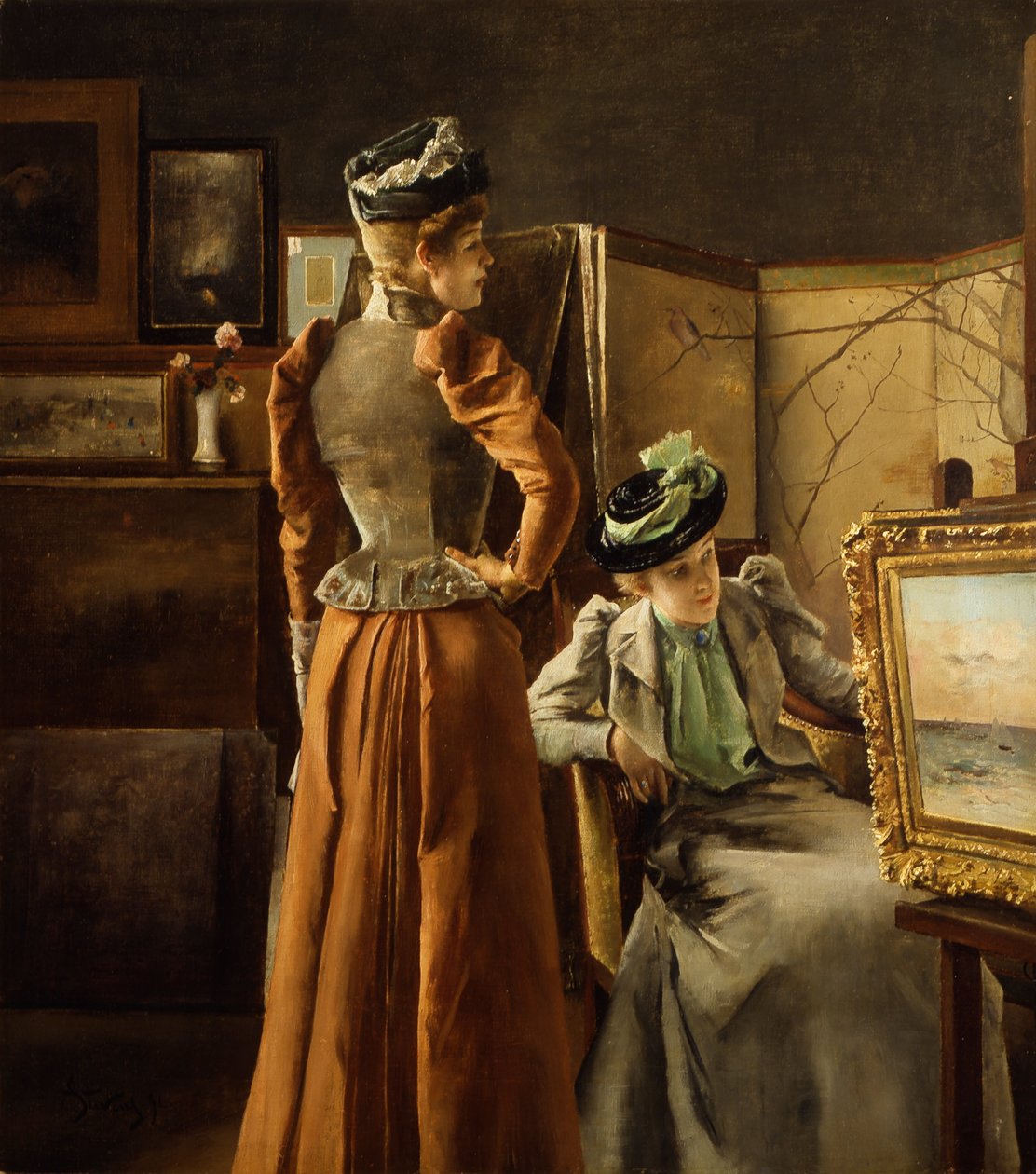 Návštěva studia od Alfred Emile Stevens