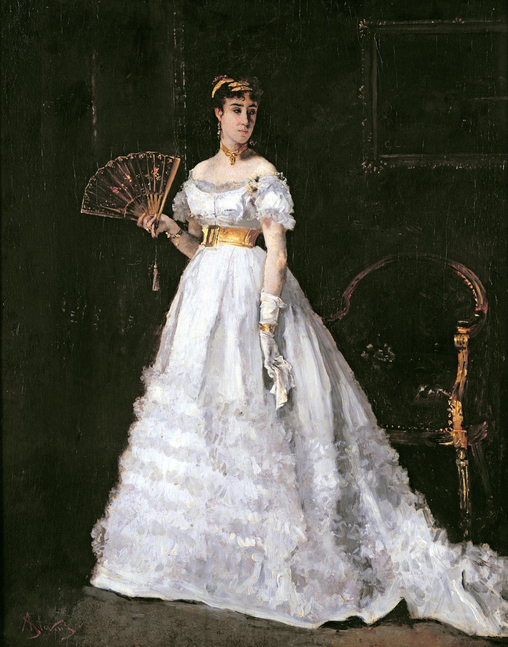 Žena v bílém od Alfred Emile Stevens