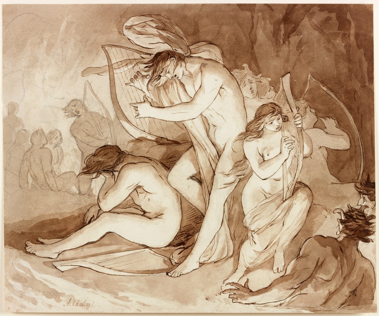 Ilustrace ke Ztracenému ráji (tuš na papíře) od Alfred Edward Chalon
