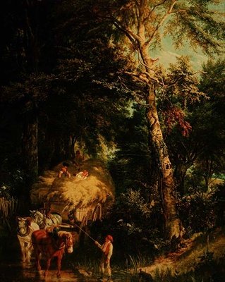 Crossing the Brook (olej na plátně) od Alfred Edward Chalon