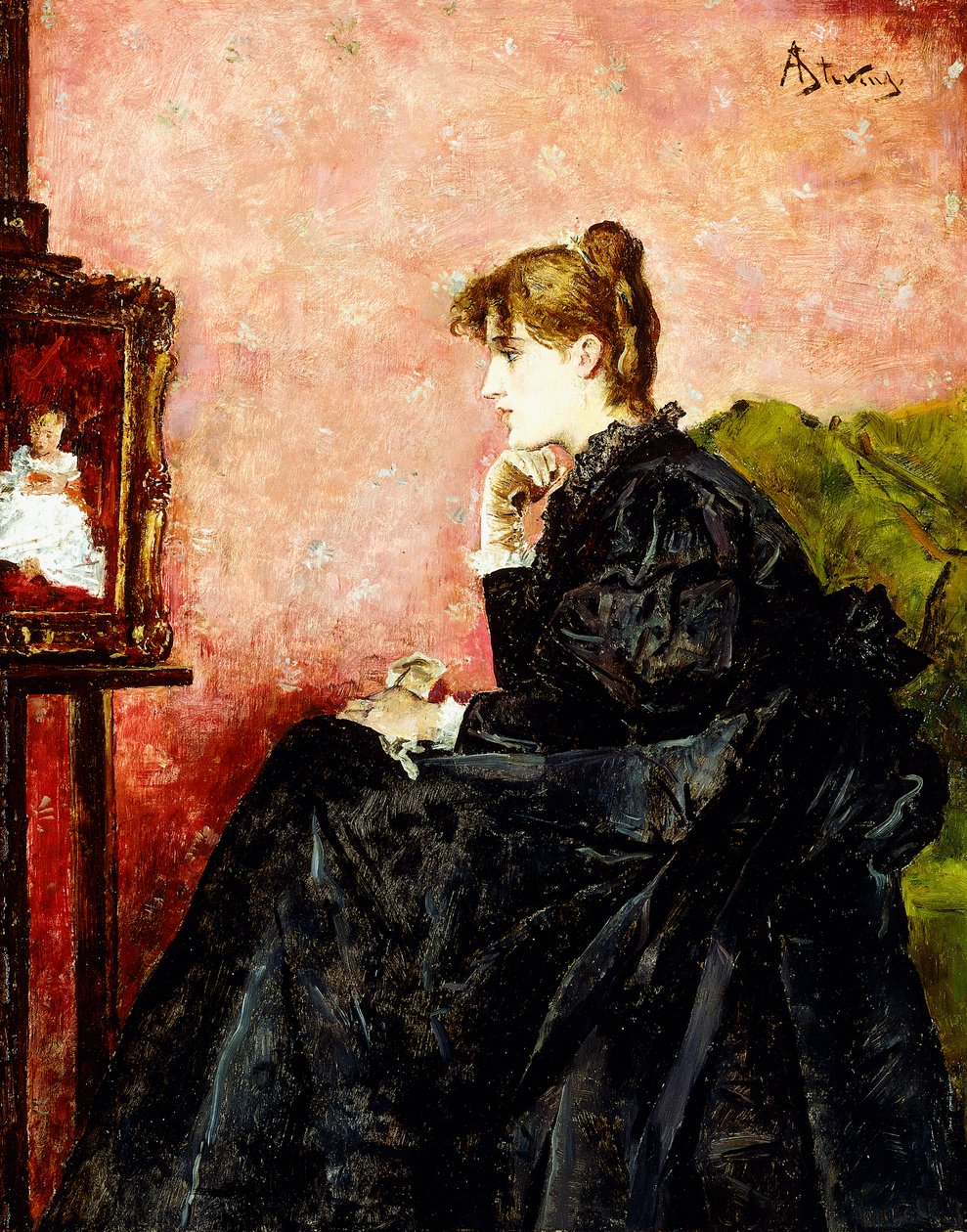 Dáma v černém, od Alfred Emile Stevens