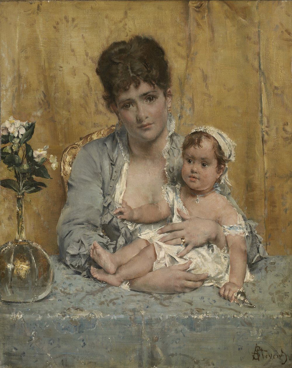 Matka a dítě, kolem 1875-80 od Alfred Emile Stevens