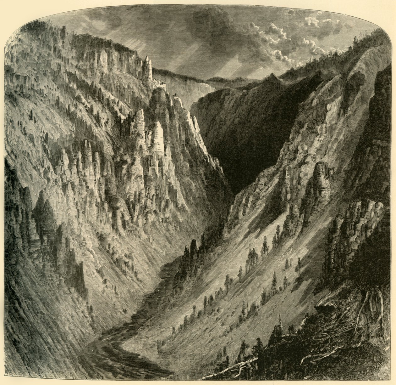 "Cañon of the Yellowstone", 1872. od Alfred Harral