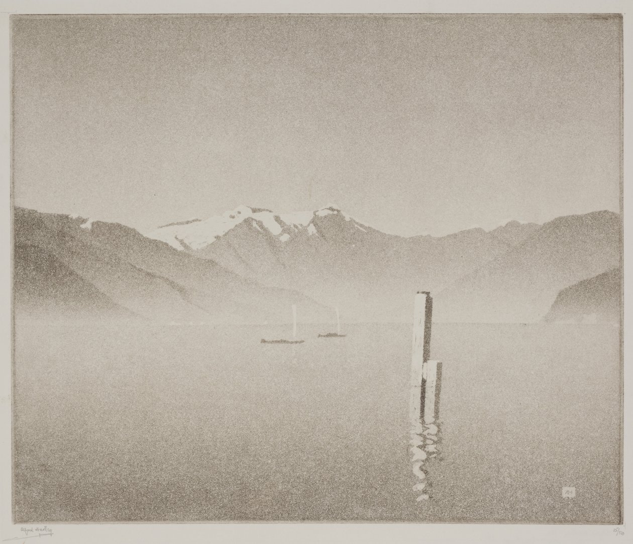 jezero Como (akvatinta) od Alfred Hartley