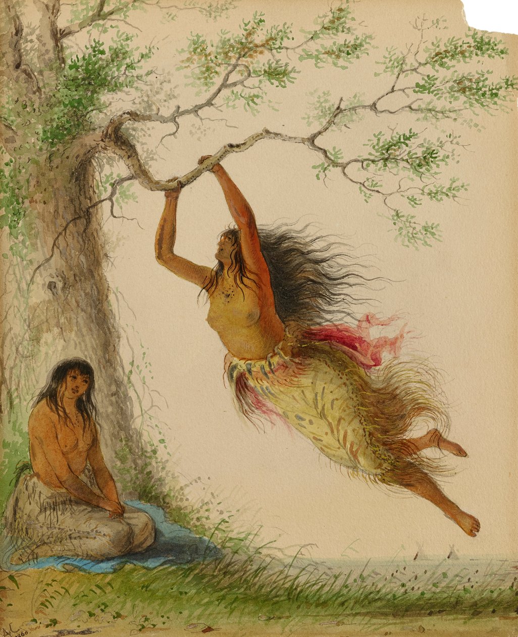 Indian Girls Swinging, 1860. od Alfred Jacob Miller