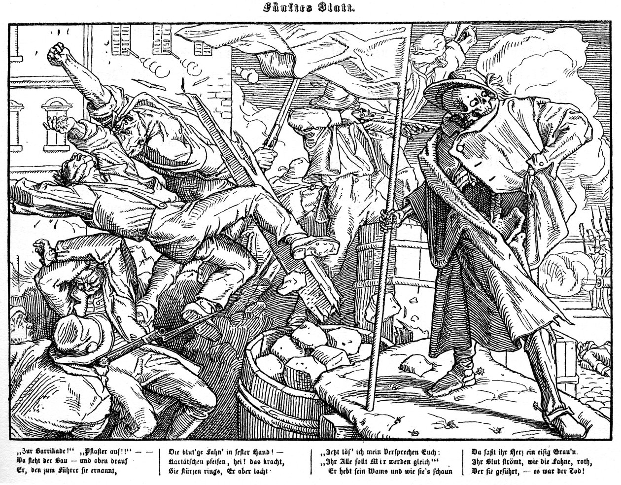Totentanz 1848: Smrt vede revoluční občany od Alfred Rethel