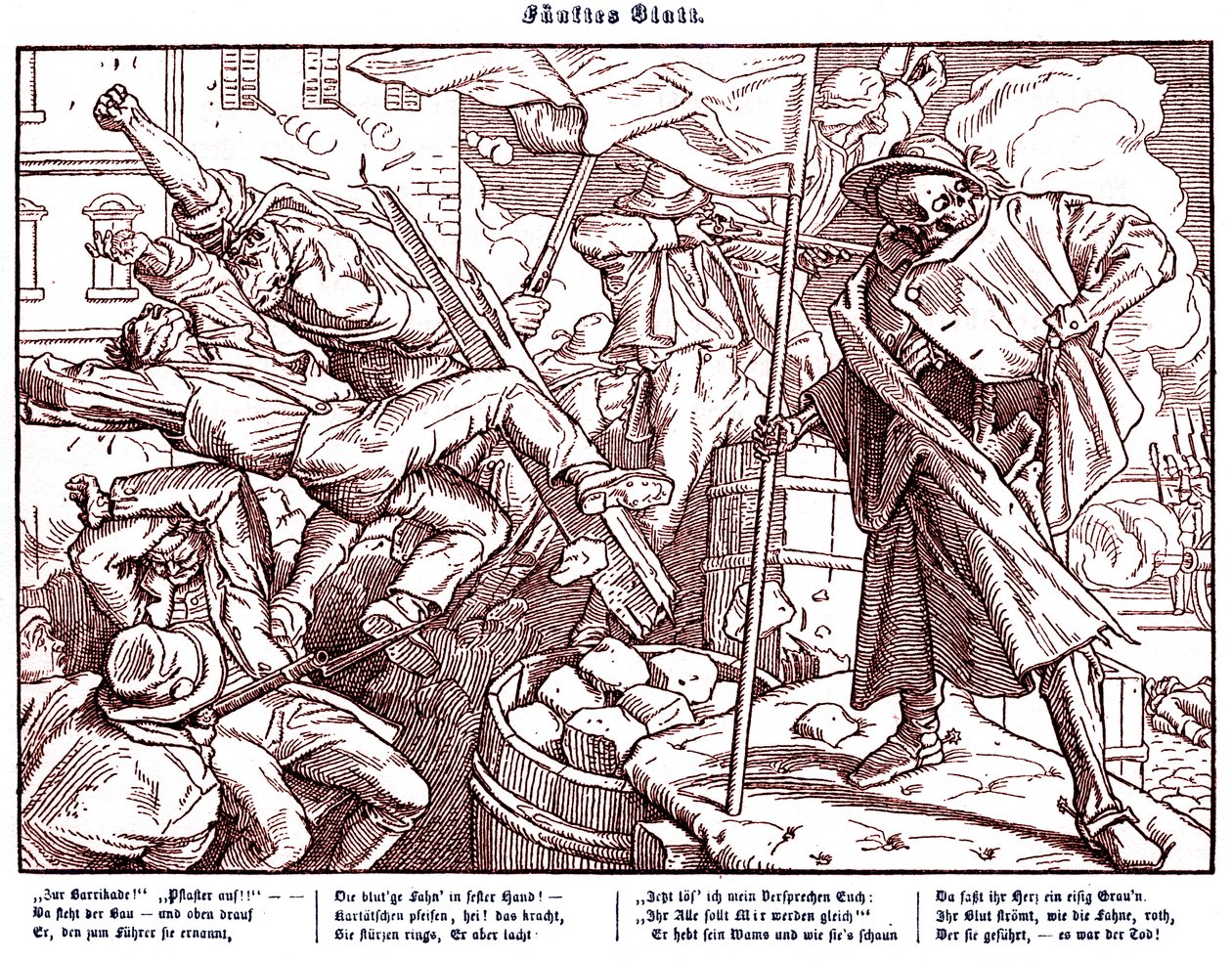Totentanz 1848: Smrt vede revoluční občany od Alfred Rethel