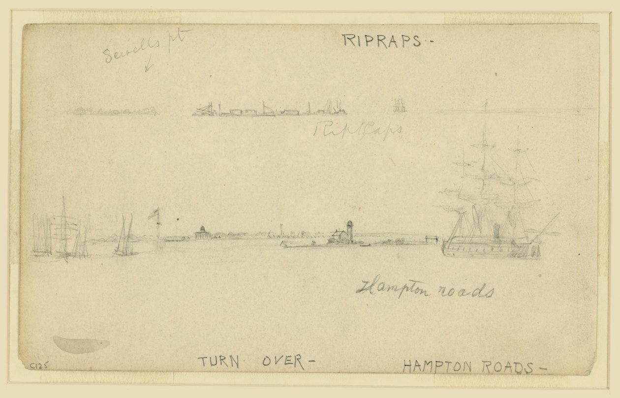 Ripraps. (a) Hampton Roads od Alfred Rudolph Waud
