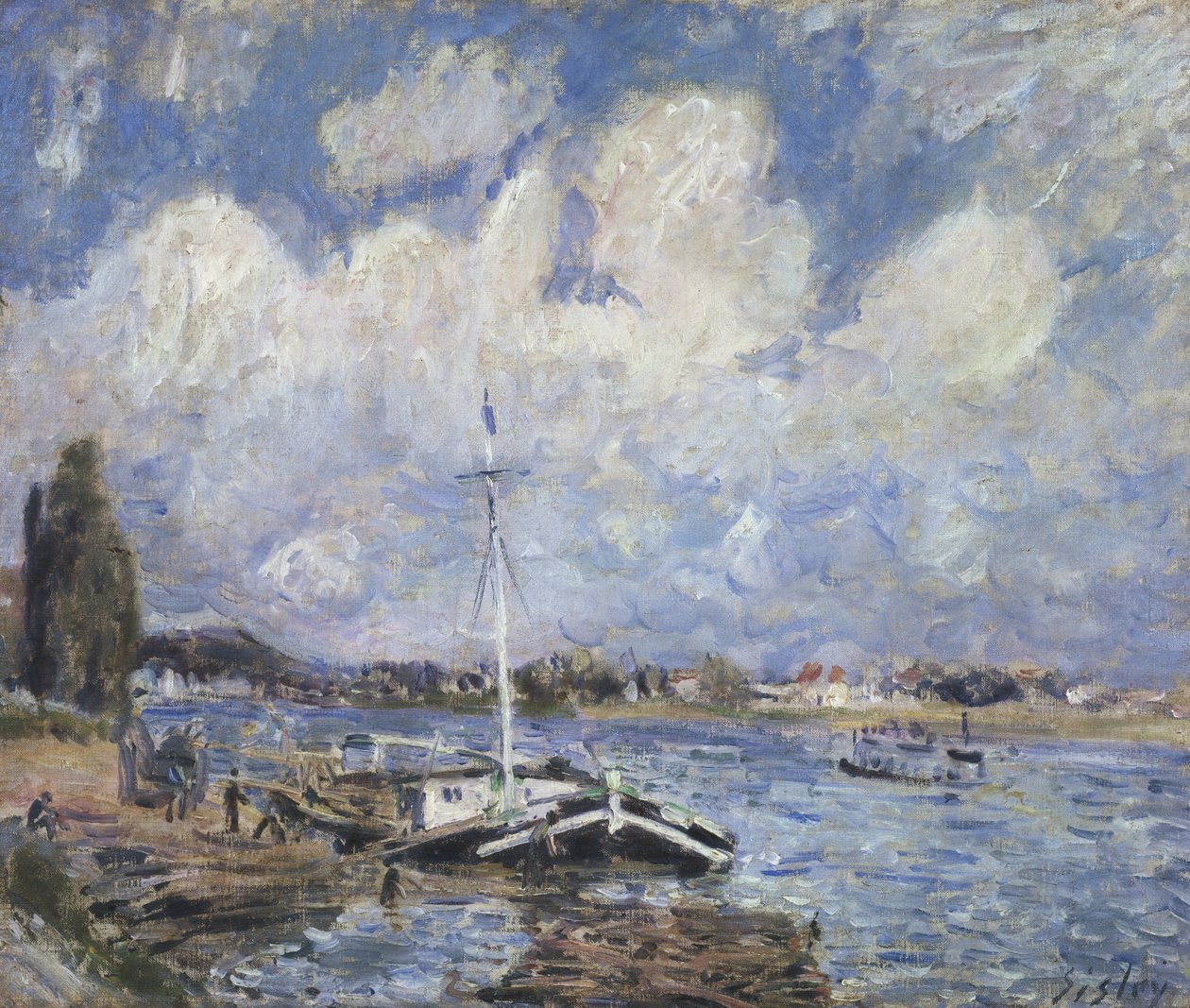 Lodě na Seině, c.1877 od Alfred Sisley