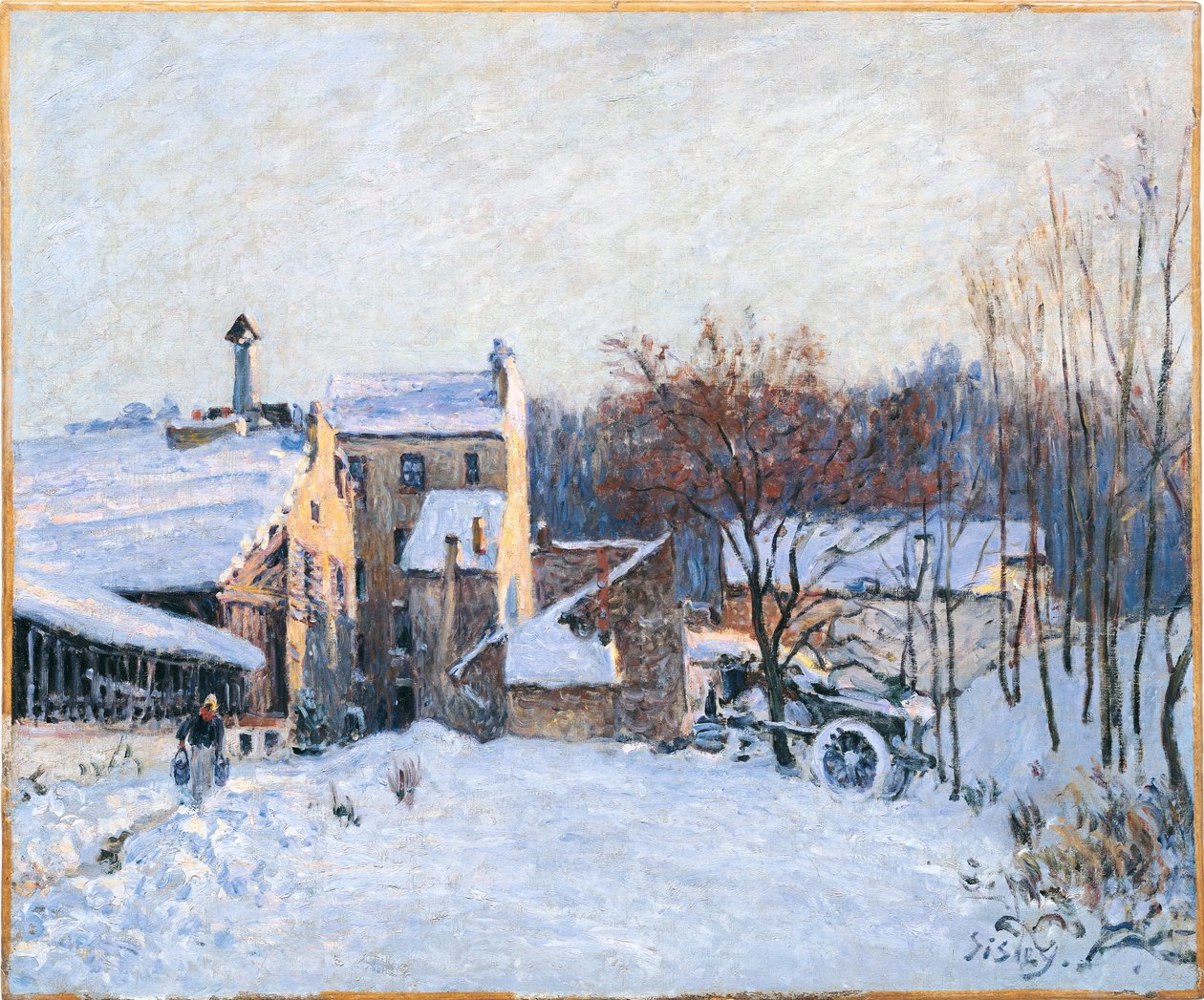 Francouzsky: Une cour à Chaville od Alfred Sisley