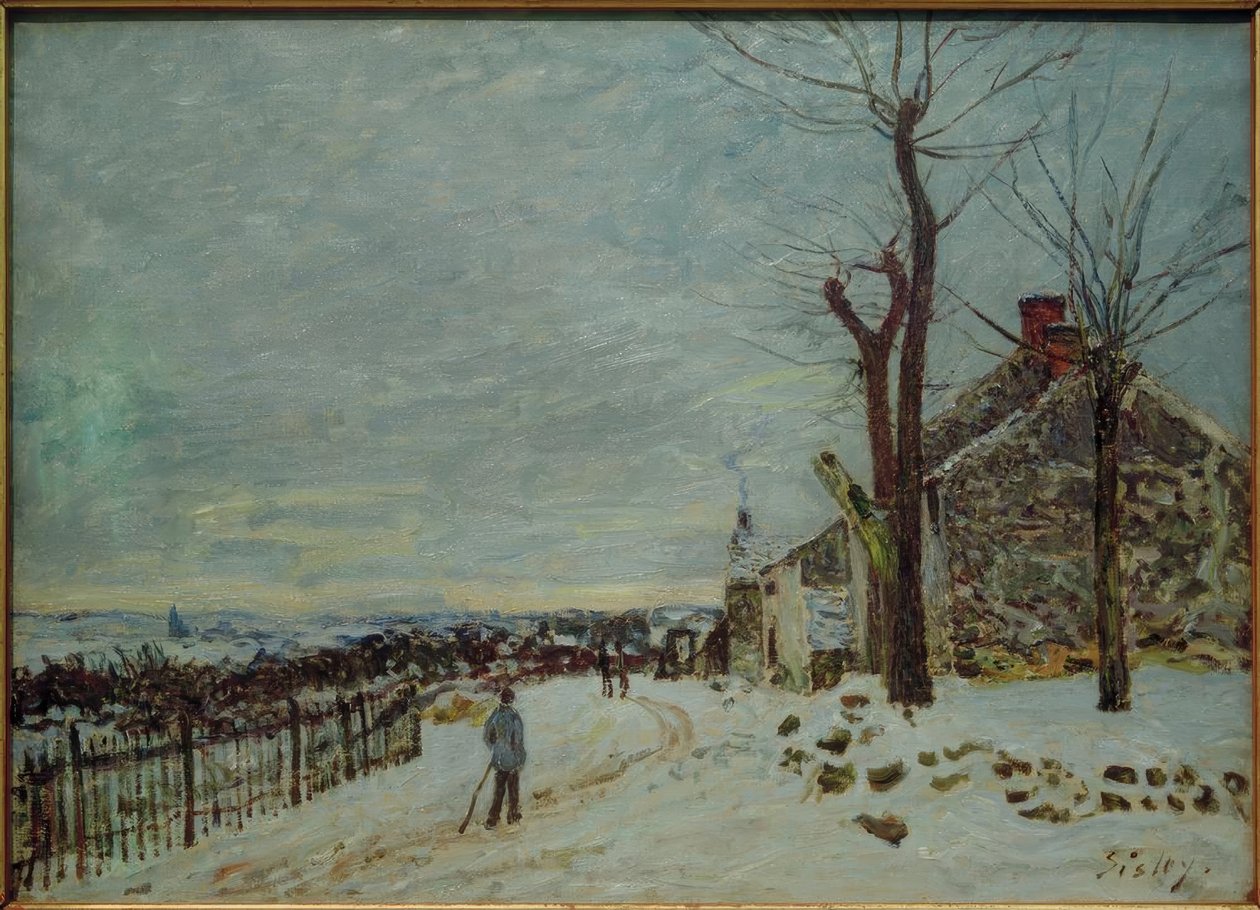Sněhové počasí ve Veneux-Nadon od Alfred Sisley