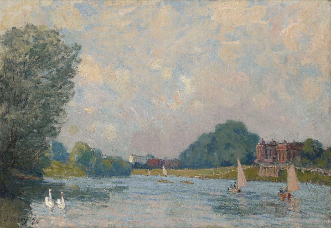 Temže v Hampton Court, 1874 od Alfred Sisley